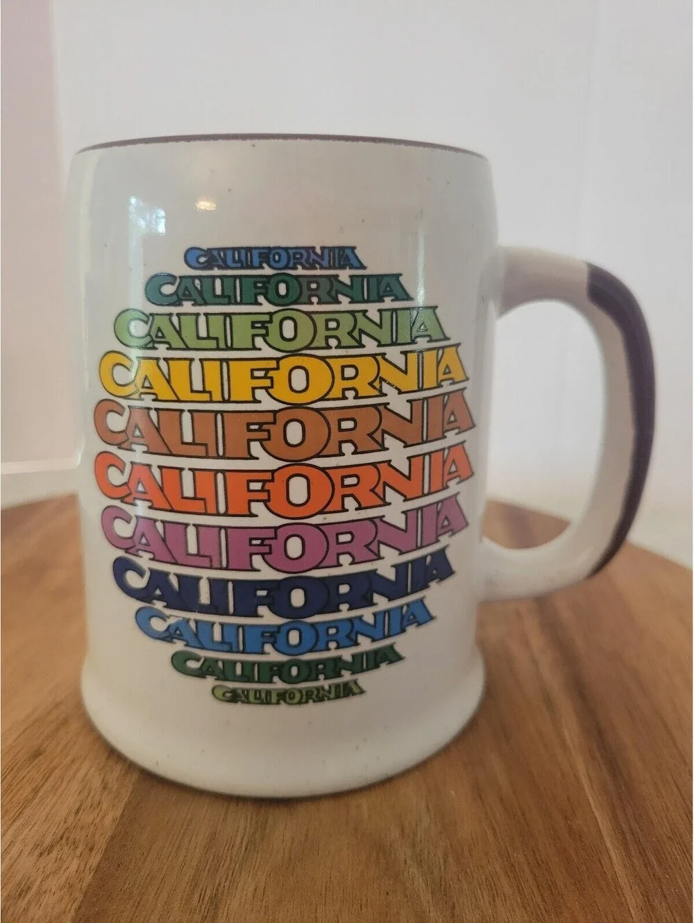 Vintage California Rainbow Pride Coffee Mug Speckled Stoneware Korea